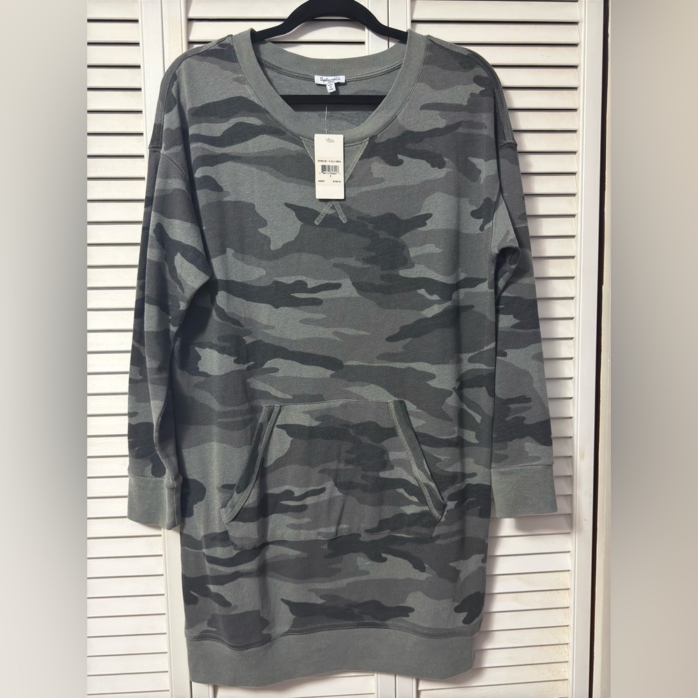 Long sleeve camo sweater dress